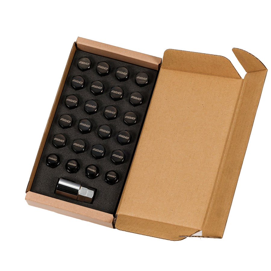 Rays 19 Hex L31 Lock & Nut Set - 12x1.50 / 6 HOLE / Black