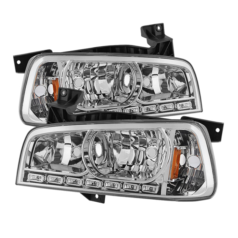 Xtune Dodge Charger 06-10 1Pc LED Crystal Headlights Chrome HD-ON-DCH05-1PC-LED-C