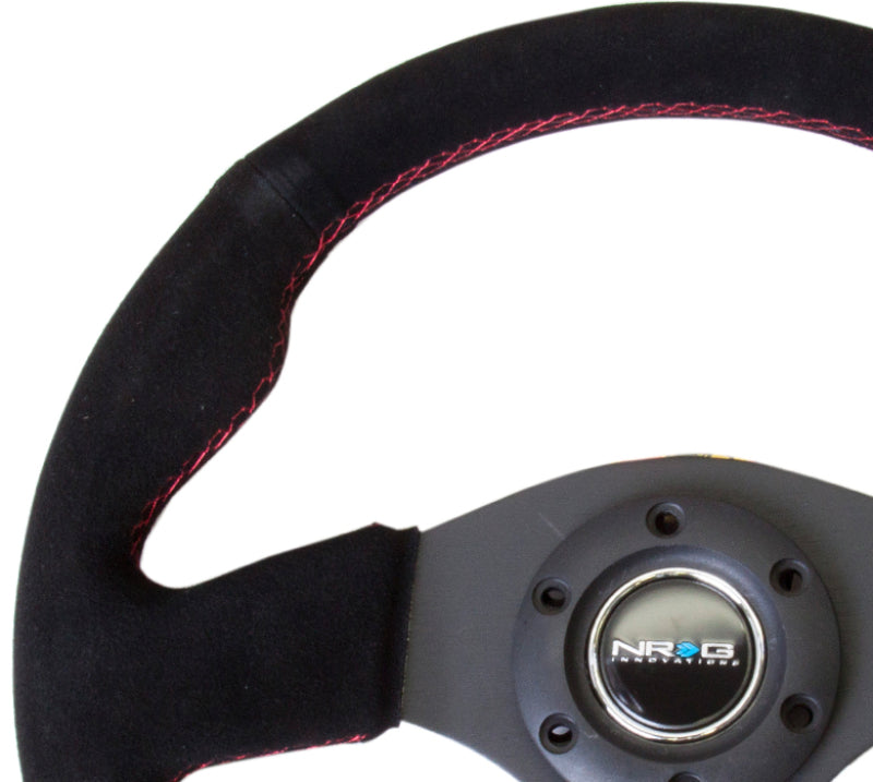 NRG Reinforced Steering Wheel (320mm) Suede w/Red Stitch