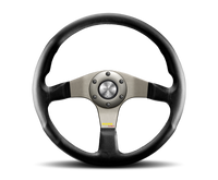 Momo Tuner Steering Wheel 350 mm - Black Leather/Red Stitch/Black Spokes