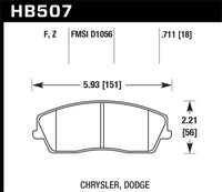 Hawk 09-10 Dodge Challenger SE/06-10 Charger SE/05-10 Chrysler 300 HPS Street Front Brake Pads