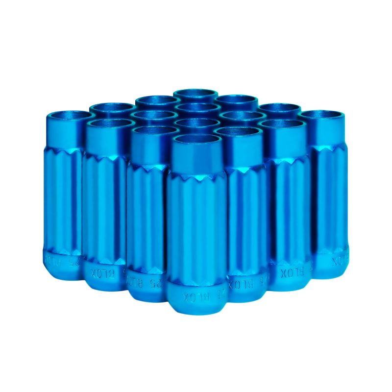 BLOX Racing Tuner 12P17 Steel Lug Nuts - Blue 12x1.25 Set of 16 12-Sided 17mm