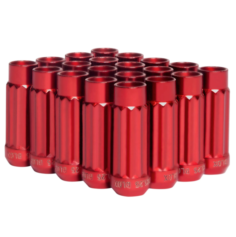 BLOX Racing 12-Sided P17 Tuner Lug Nuts 12x1.5 - Red Steel - Set of 20 (Socket not included)