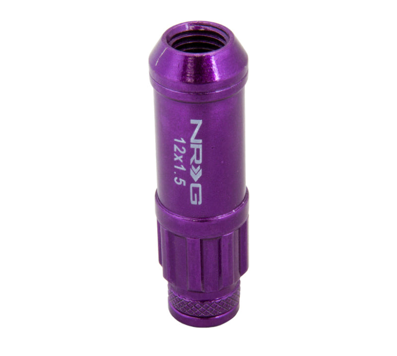 NRG 700 Series M12 X 1.5 Steel Lug Nut w/Dust Cap Cover Set 21 Pc w/Locks & Lock Socket - Purple