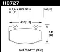 Hawk 2014 Chevrolet Corvette PC Rear Brake Pads