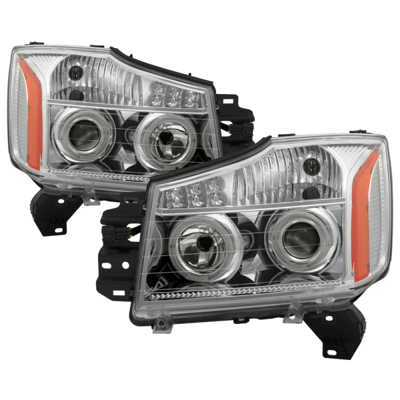 Xtune Nissan Titan 04-14 Projector Headlights LED Halo Chrome PRO-JH-NTI04-LED-C