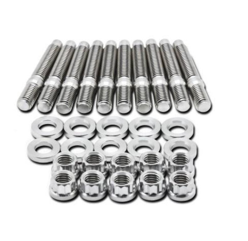 BLOX Racing SUS303 Stainless Steel Manifold Stud Kit M8 x 1.25mm 65mm in Length - 8-piece