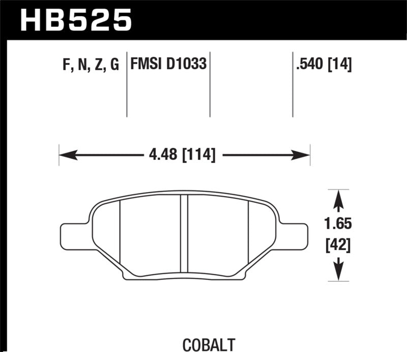 Hawk 05-10 Chevrolet Cobalt SS / 07-10 Pontiac G5 / 05-10 Pontiac G6 DTC-60 Race Rear Brake Pads
