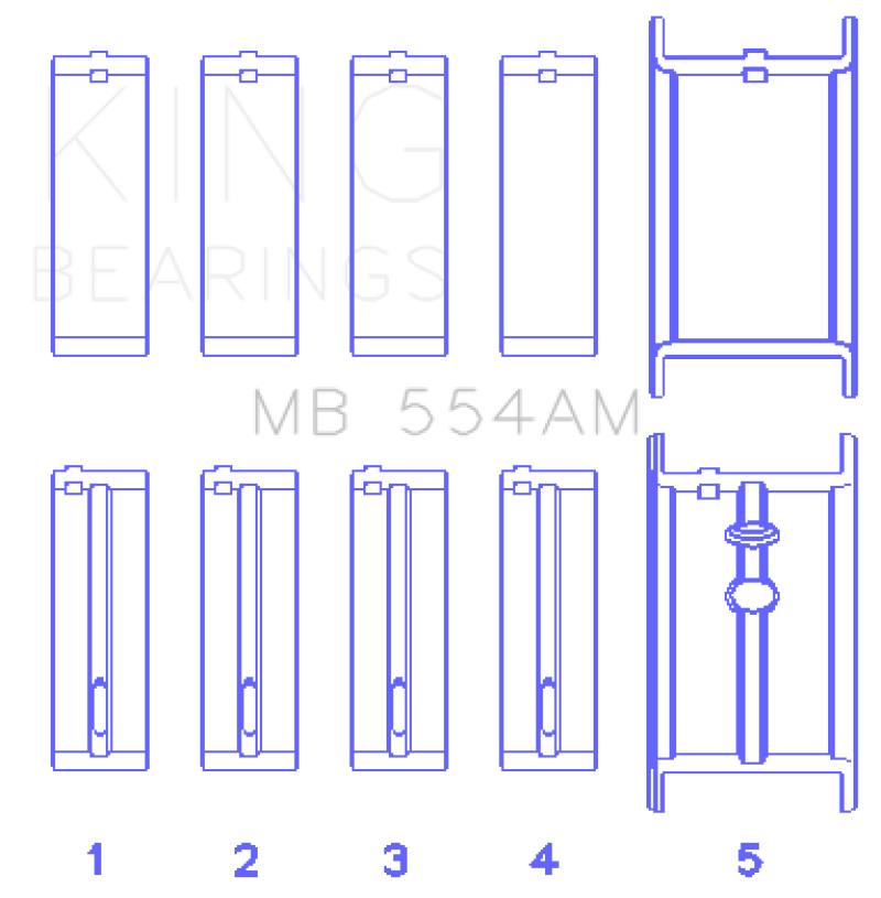 King Engine Bearings GM 265/283/302/327 8 Cyl (0.50 Oversized) Main Bearing Set