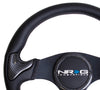 NRG Carbon Fiber Steering Wheel (350mm) Blk Frame Blk Stitching w/Rubber Cover Horn Button