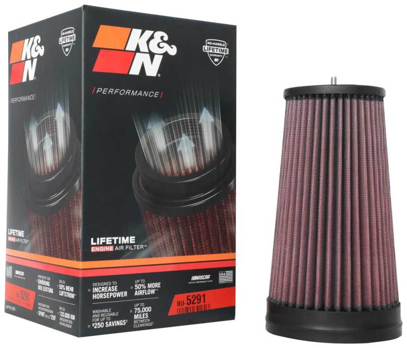 K&N Universal Unique Air Filter 2-3/4in FLG x 4-21/32in Base x 3-1/2in Top x 8-1/4in Height