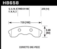 Hawk 2010-2013 Chevy Corvette Grand Sport (One-Piece Pads) High Perf. Street 5.0 Front Brake Pads