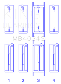King Ford 232 (Size 0.25) Main Bearing Set