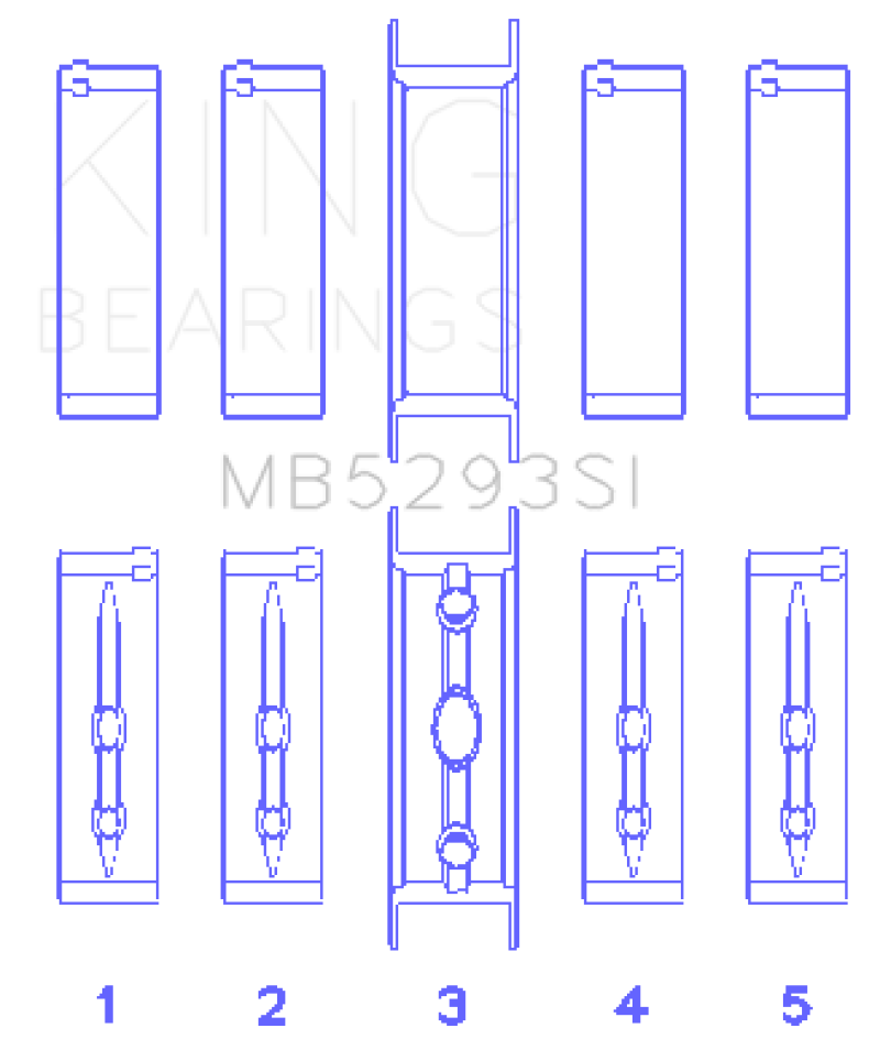 King GM 294/325/345/364CI 4.8/5.3/5.7/6.0L L20/LS1/LS2/LS4/LS6 (Size STD) Main Bearing Set