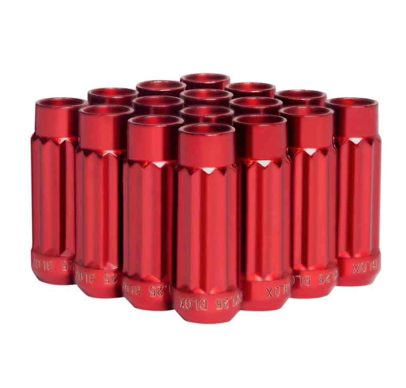 BLOX Racing 12-Sided P17 Tuner Lug Nuts 12x1.5 - Red Steel - Set of 16
