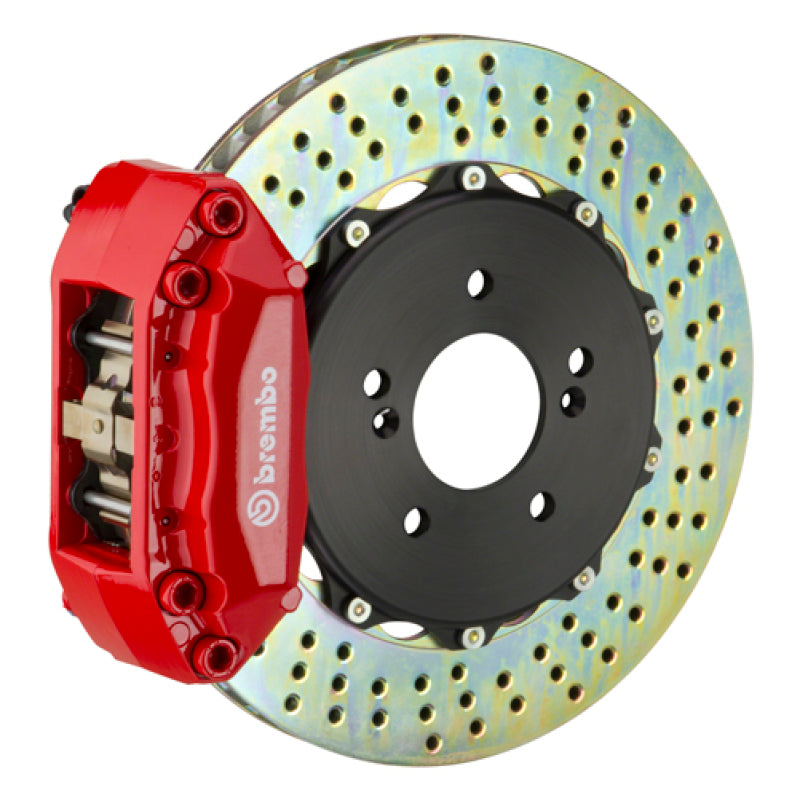 Brembo 03-08 Tiburon Front GT BBK 4 Piston Cast 2pc 328x28 2pc Rotor Drilled-Red