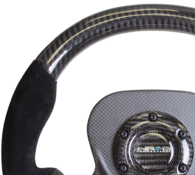NRG Carbon Fiber Steering Wheel (320mm) CF Center Plate & Two-Tone Carbon w/Suede Trim Handles