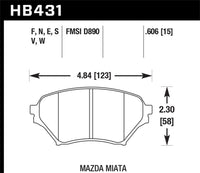 Hawk 01-05 Mazda Miata 1.8L Base OE Incl.Clips Shims Front ER-1 Brake Pads