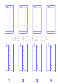 King Nissan VQ20DE, VQ25DD, VQ30DE/DD/DET, VQ35DE (Size +0.5mm) Crankshaft Main Bearing (Set of 4)