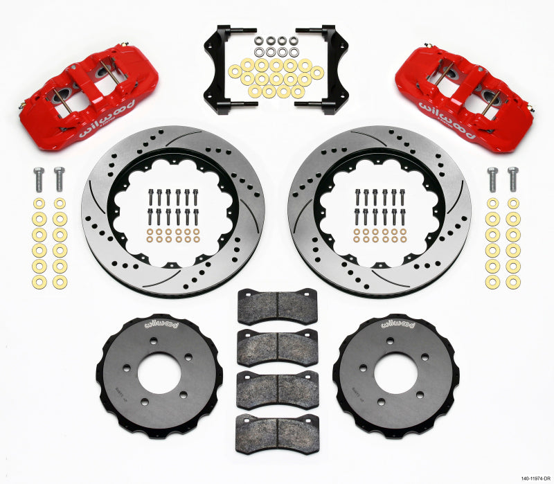 Wilwood AERO6 Front Hat Kit 14.00 Drilled Red 99-06 BMW E46