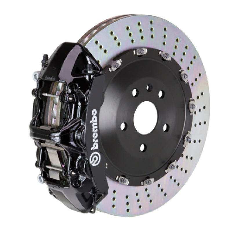 Brembo 15-23 Mustang GT (S550) Front GT BBK 6 Piston Cast 405x34 2pc Rotor Drilled-Black