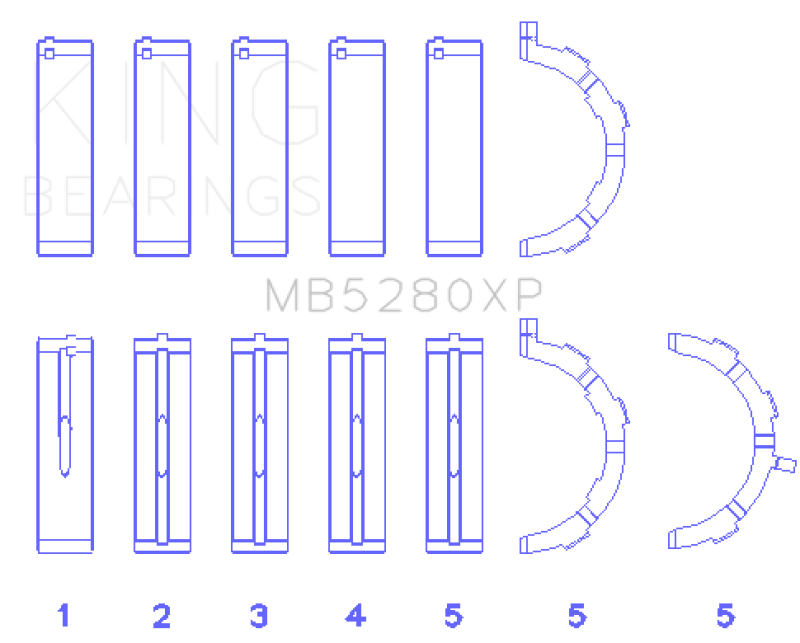 King Engine Bearings Ford Prod. V8 4.6L/5.4L (Size STD) Performance Main Bearing Set - Size STD