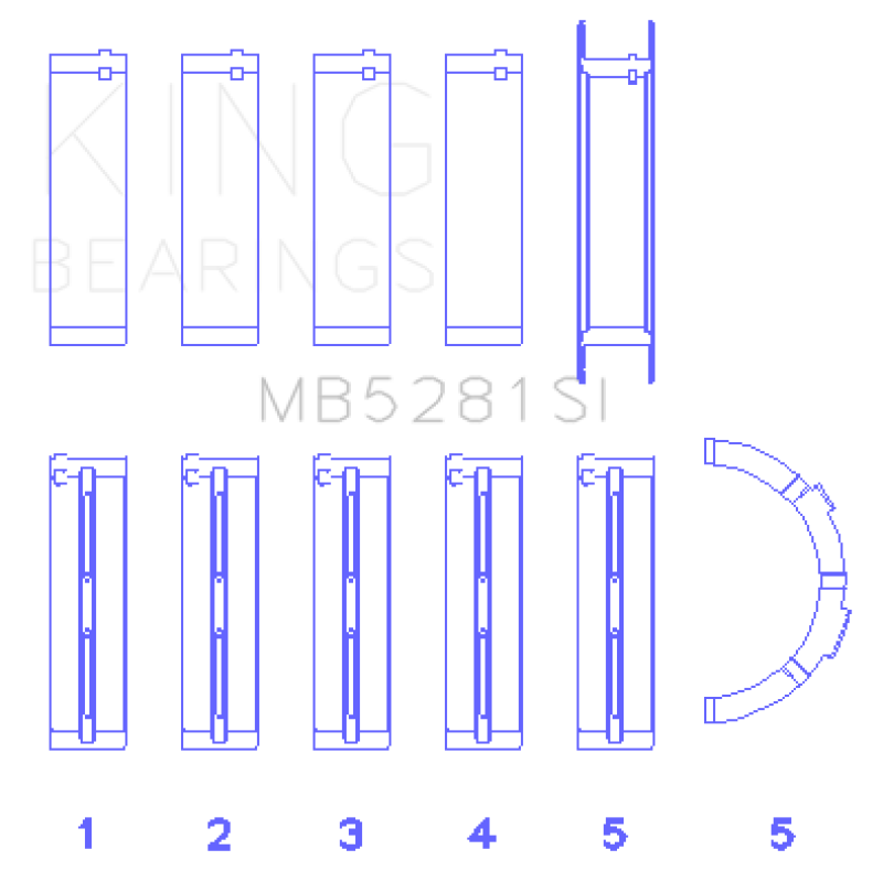 King Engine Bearings Ford 281CI 4.6L V8 (Size STD) Main Bearing Set