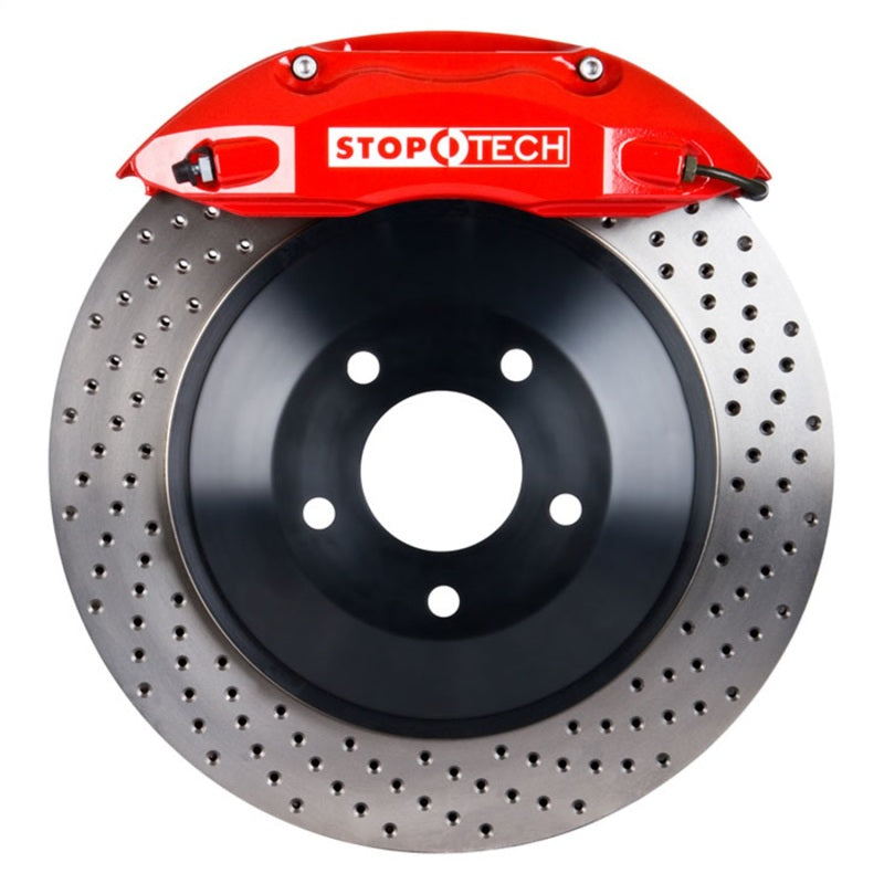 StopTech 05-10 Ford Mustang ST-40 355x32mm Red Caliper Drilled Rotors Front Big Brake Kit