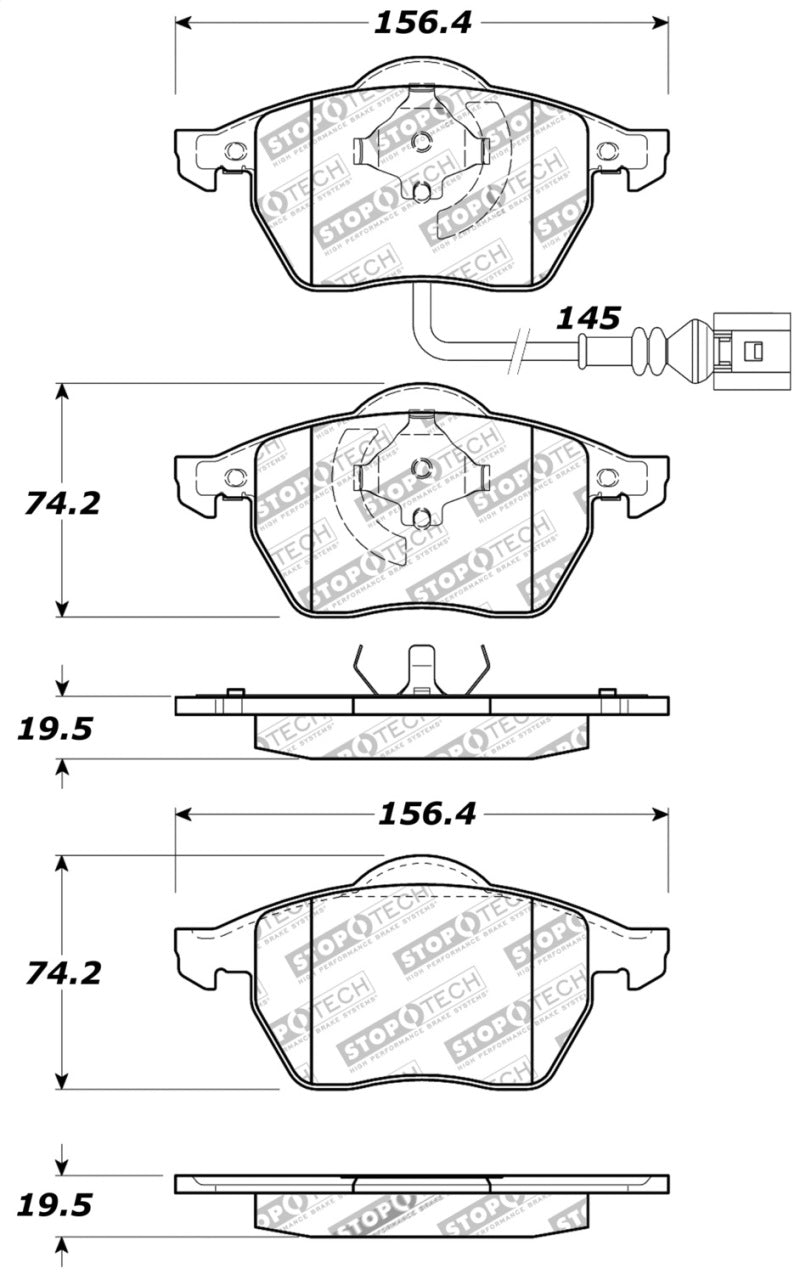 StopTech Performance 99-08 VW Jetta / 5/99-05 Golf GTi/GLS Turbo Front Brake Pads