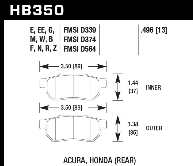 Hawk Honda/Acura ER-1 Endurance Racing Rear Brake Pads
