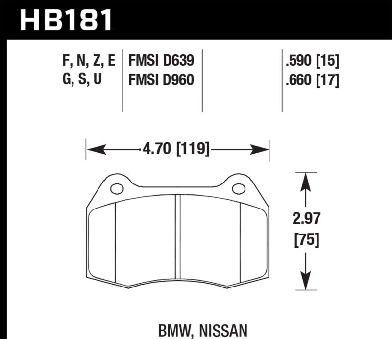 Hawk 95-02 Nissan Skyline GT-R (R33/R34) DTC-60 Race Front Brake Pads
