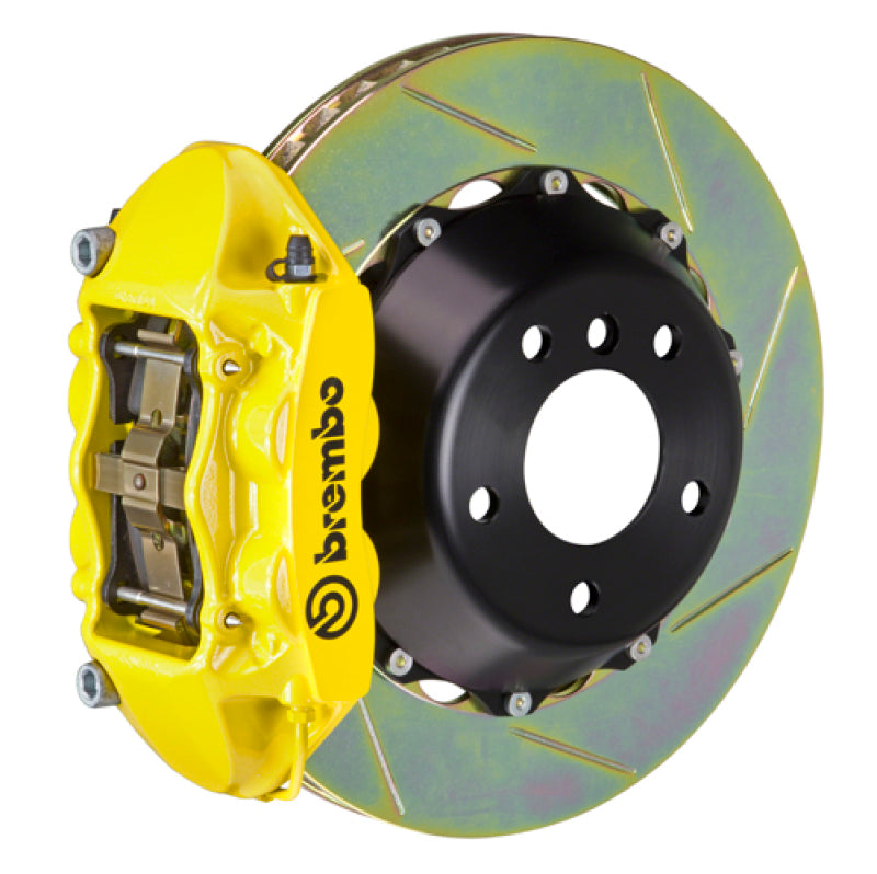 Brembo 06-08 Z4 M-Coupe/Roadster Rear GT BBK 4 Piston Cast 345x28 2pc Rotor Slotted Type1-Yellow