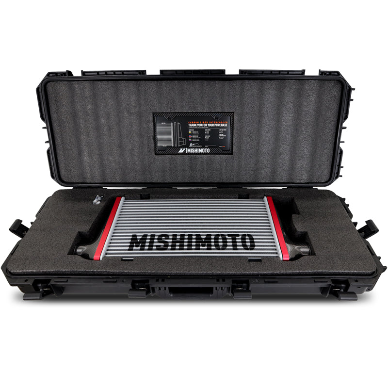 Mishimoto Universal Carbon Fiber Intercooler - Gloss Tanks - 525mm Black Core - S-Flow - BK V-Band