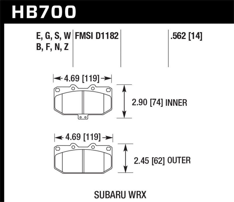 Hawk 06-07 Subaru Impreza WRX Front ER-1 Brake Pads