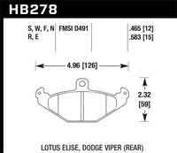 Hawk 96 & 00 Dodge Viper GTS / 92-00 Viper / 00 Viper RT10 Blue 9012 Rear Race Brake Pads