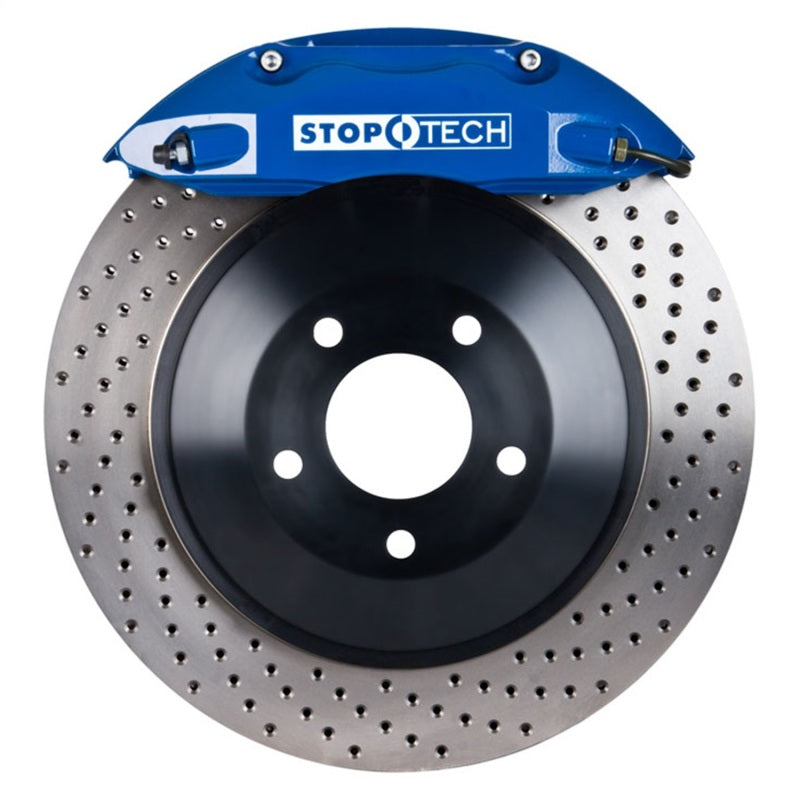 StopTech 05-14 Ford Mustang ST-40 Blue Calipers 355x32mm Drilled Rotors Front Big Brake Kit