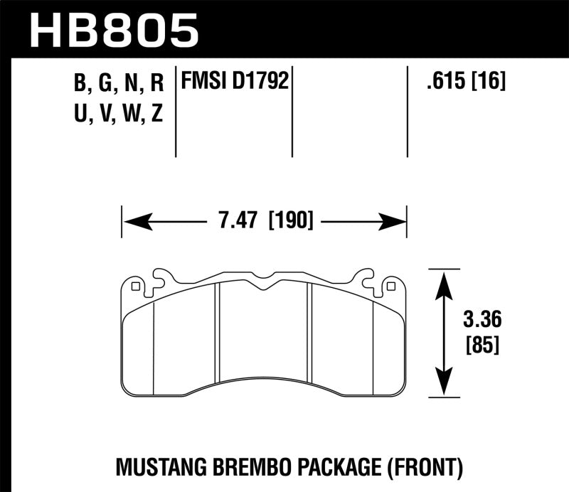 Hawk 15-17 Ford Mustang Brembo Package DTC-60 Front Brake Pads