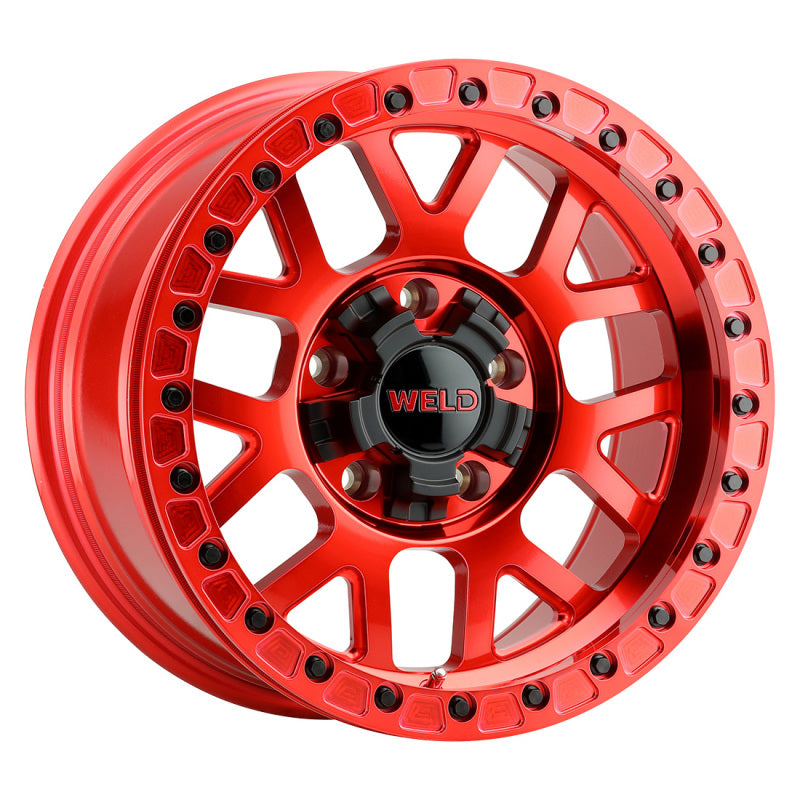 Weld Off-Road W905 17X9 Cinch Beadlock 5X127 5X139.7 ET-12 BS4.50 Candy Red / Red Ring 87.1