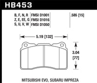 Hawk DTC-80 04-15 Subaru Impreza WRX/STI, 02-06/08-14 Mitsubishi Lancer Evo Front Brake Pads