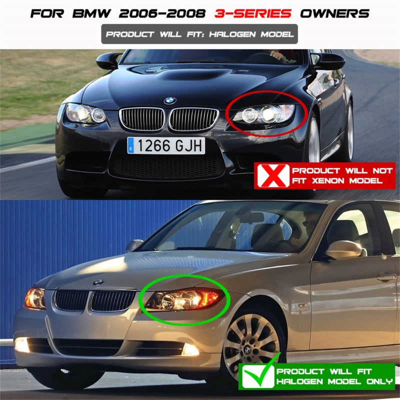 Spyder BMW E90 3-Series 06-08 Projector LED Halo Amber Reflector Rplc Bulb Blk PRO-YD-BMWE9005-AM-BK