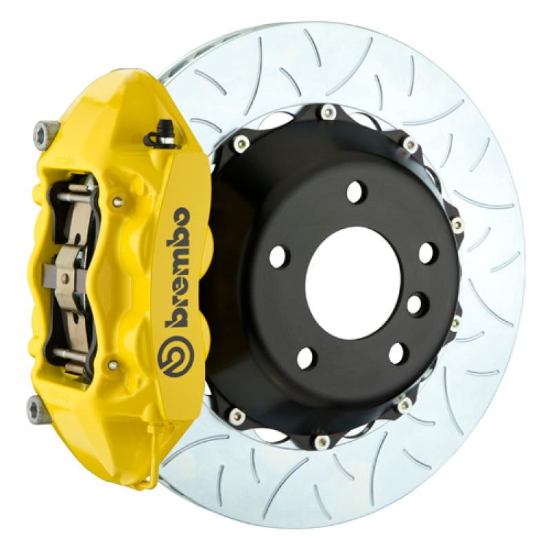 Brembo 06-12 325i/328i (Excl. xDrive) Rr GT BBK 4 Pist Cast 345x28 2pc Rotor Slotted Type3- Yellow