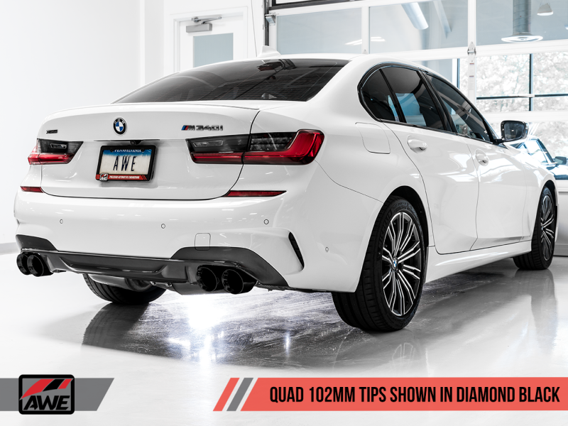 AWE Tuning 2019+ BMW M340i (G20) OE-Config-To-Quad Tip Conversion Kit - Diamond Black Tip