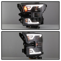 xTune 15-17 Ford F-150 DRL LED Light Bar Projector Headlights - Black (PRO-JH-FF15015-LB-BK)