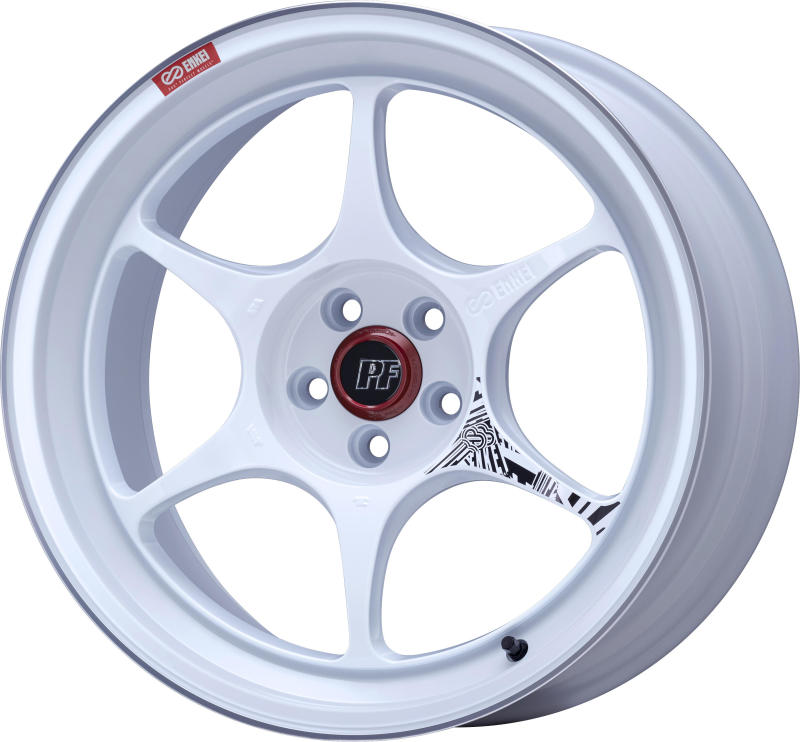 Enkei PF06 18x9in 5x114.3 BP 28mm Offset 75mm Bore White Machined Wheel