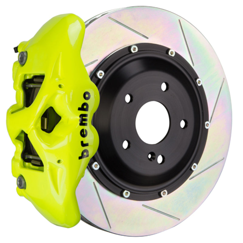 Brembo 19+ Mazda3 Front GT BBK 4 Piston Cast 345x28 2pc Rotor Slotted Type-1- Fluo. Yellow