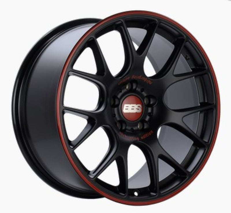 BBS CH-R Nurburgring Edition 18x8.5 5x112 ET47 Satin Black/Red Lip Wheel - 82mm PFS/Clip Req.