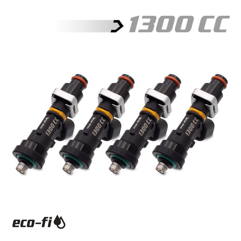 BLOX Racing Eco-Fi Street Injectors 1300cc/min w/1/2in Adapter Honda B/D/H Series (Set of 4)