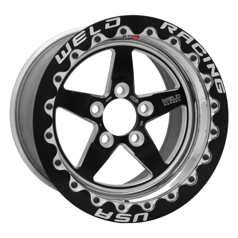 Weld S71 15x11.33 / 5x4.75 BP / 6.5in. BS Black Wheel (Medium Pad) - Black Single Beadlock MT