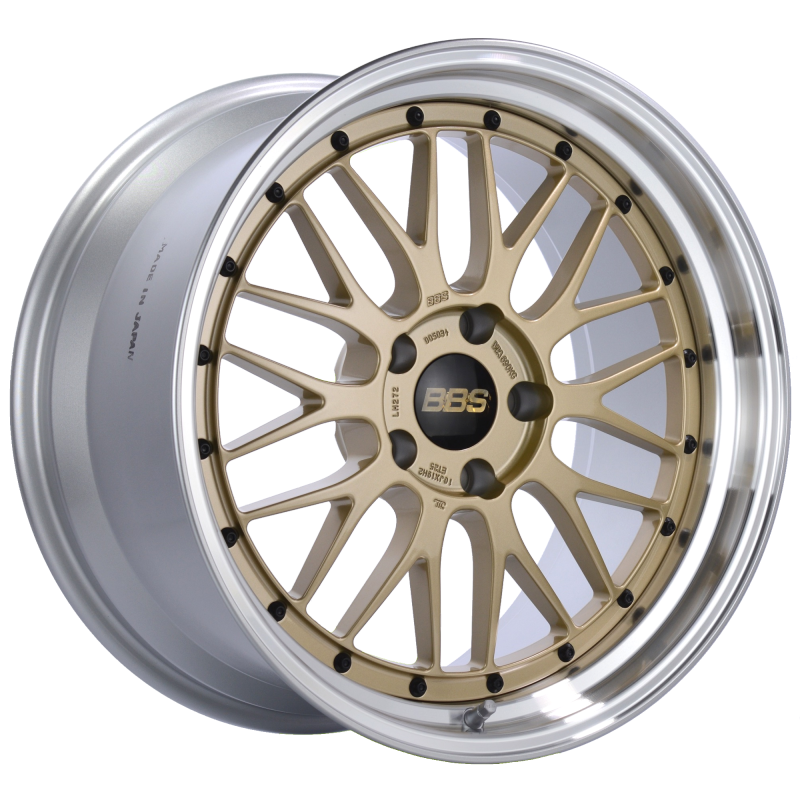 BBS LM 19x10 5x120 ET25 Gold Center Polished Lip Wheel -82mm PFS/Clip Required