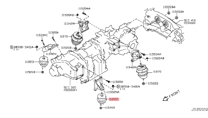USED; Nissan OEM Factory Transmission Insulator assy-engine mounting, 11320-JF00B